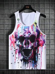 Manfinity LEGND Men Skull Print Tank Top - White - View 1