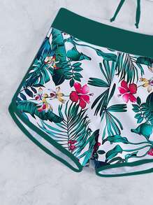 SHEIN Swim 熱帶圖案掛脖比基尼泳裝 - 彩色 - 查看 7