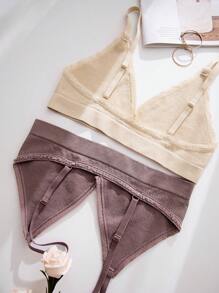 Women's Casual Plain Backless Bralette Multicolor Fabric Slight Stretch Top - Multicolor - View 4