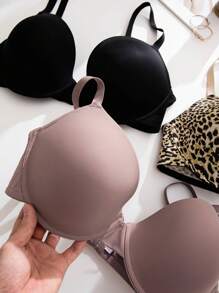 Plus 3pcs Leopard Print Underwire Bra, Lift - Multicolor - View 3