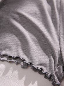 3pcs Solid Lettuce Trim Antiexposure Shorts - Multicolor - View 4