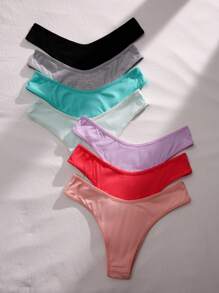 Women's Multicolor Casual Colorblock Thong Briefs With Slight Stretch Fabric - Multicolor - View 2