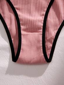 5pack Contrast Binding Ribbed Knit Panty