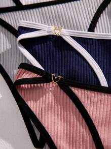 5pack Contrast Binding Ribbed Knit Panty