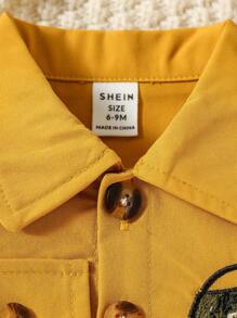 女嬰恐龍刺繡襯衫和短褲 - 黃色 - 查看 4