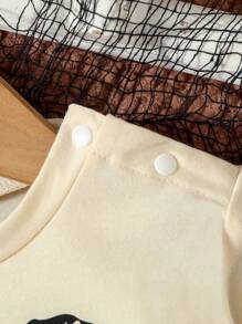 Baby Girl Letter & Figure Graphic Sweatshirt - Apricot - View 5