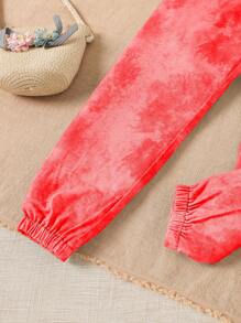 SHEIN Cô Gái Trẻ Chất rắn Cami ngọn & Nhuộm buộc Quần & Mũ - Màu Cam san hô - Xem 4