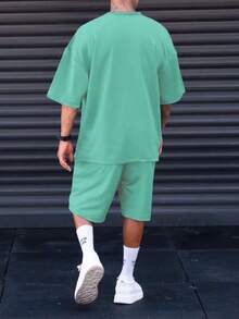 Manfinity EMRG Đàn ông cộng Cánh & Đồ họa sư tử in hoa Áo thun & Đồ họa Chữ cái Quần short - màu xanh lá - Xem 2