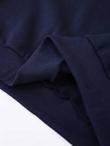 Nam Đồ họa Chữ cái Thả vai Lót nhiệt Hoodie - Màu xanh hải quân - Xem 3