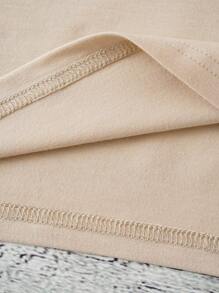 SHEIN LUNE Đồ họa Khẩu hiệu Áo ba lỗ - Màu Khaki - Xem 5