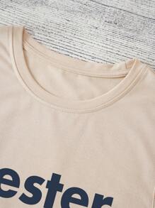 SHEIN LUNE Đồ họa Khẩu hiệu Áo ba lỗ - Màu Khaki - Xem 6