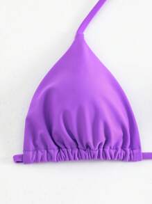 SHEIN Swim Summer Beach Halter Triangle Bikini Top - Purple - View 3