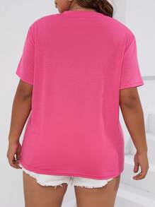 SHEIN Essnce Hơn Dấu môi Áo thun - Hồng - Xem 2