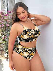 SHEIN Swim Curve Plus Size Floral Print Bikini Set Summer Beach - Multicolor - View 4