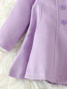 SHEIN 女小童雙排釦花呢外套&帽 - 淡紫色 - 查看 4