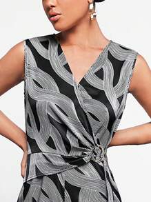 BizChic 滿版印花D型環側打結闊腿連體褲工作服 - 彩色 - 查看 5