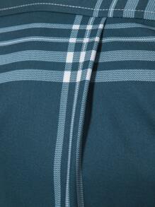 Manfinity Mode 男士格子印花纽扣衬衫，男士蓝绿色格子衬衫，秋季 - 水鴨藍 - 查看 7