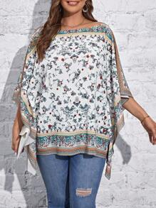 SHEIN LUNE Hơn In hoa tay cánh Áo sơ mi - Nhiều màu - Xem 1