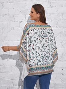 SHEIN LUNE Hơn In hoa tay cánh Áo sơ mi - Nhiều màu - Xem 2