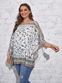 SHEIN LUNE Hơn In hoa tay cánh Áo sơ mi - Nhiều màu - Xem 3