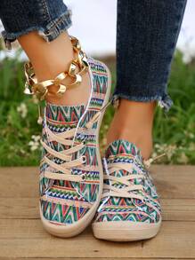 女士新款时尚柔软舒适经典户外百搭圆头系带一脚蹬平底休闲运动鞋 - 彩色 - 查看 7