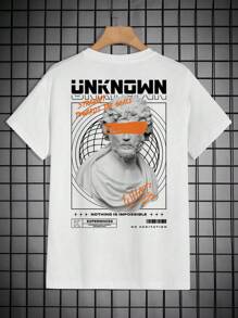 Manfinity RebelGame 男士雕塑和標語圖案T恤