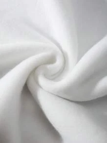 SHEIN EZwear 大碼熊和字母圖案加絨內裏運動衫 - 白色 - 查看 3