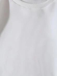 SHEIN EZwear 大碼熊和字母圖案加絨內裏運動衫 - 白色 - 查看 5