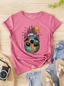 SHEIN LUNE 骷髅頭圖案T恤