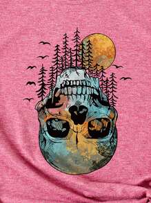 SHEIN LUNE 骷髅頭圖案T恤