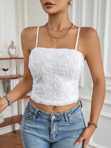 SHEIN Privé 素色吊帶短上衣 - 白色 - 查看 2