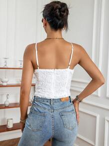 SHEIN Privé 素色吊帶短上衣 - 白色 - 查看 3