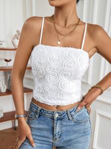 SHEIN Privé 素色吊帶短上衣 - 白色 - 查看 5