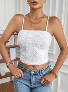 SHEIN Privé 素色吊帶短上衣 - 白色 - 查看 6