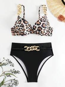 SHEIN Swim Set de 2 biquinis con copas con aros (derechos de autor adquiridos), verano