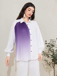 Mulvari 漸變圖案落肩袖襯衫 - 白色 - 查看 4