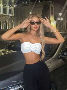 SHEIN ICON 3D Xù Ống ngọn - trắng - Xem 4