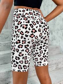 SHEIN Tween Girl 1pc Leopard Print Cycling Shorts With Phone Pocket - Multicolor - View 2