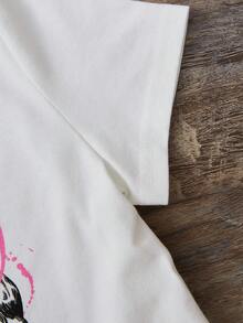 SHEIN 女小童卡通圖案T恤&滿版印花喇叭褲 - 彩色 - 查看 3