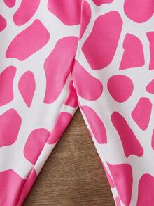 SHEIN 女小童卡通圖案T恤&滿版印花喇叭褲 - 彩色 - 查看 6