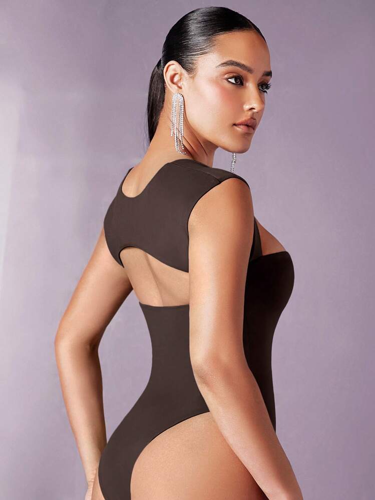 Silquee Body unicolor con abertura trasera - Marrón Chocolate - Añade 3