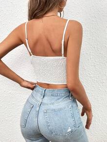 SHEIN VCAY Cắt ra Mặt trước xoắn Cami ngọn - trắng - Xem 2