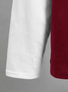 SHEIN 男大童日本字母和數字圖案假兩入組T恤 - 酒紅色 - 查看 3