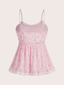 ROMWE Kawaii Mèo in Ren tương phản Cami ngọn - Hồng - Xem 2