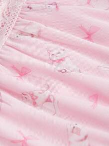 ROMWE Kawaii Mèo in Ren tương phản Cami ngọn - Hồng - Xem 4