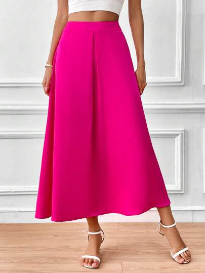 SHEIN Privé 素色喇叭下擺半身裙