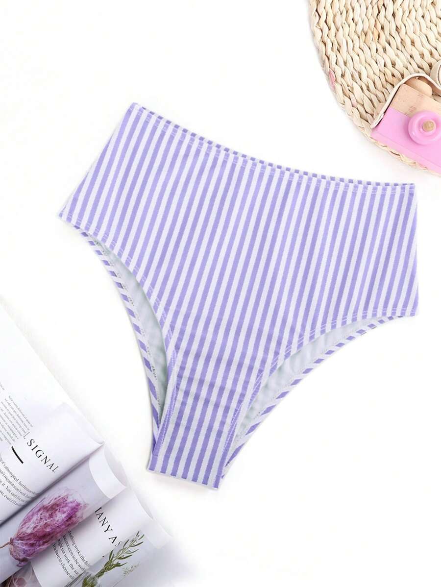 Sọc Eo cao Quần lót Bikini - Màu Lilac Tím - Xem 1