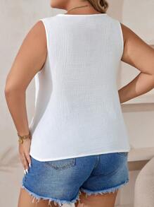 SHEIN VCAY Hơn Bảng điều khiển ren Guipure Áo không tay - trắng - Xem 2