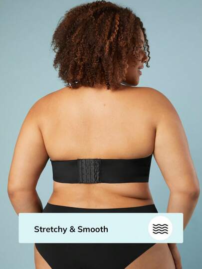 LUVLETTE Plus Dream Curve Support + Strapless Push-Up Bra T-Shirt Lingerie As Outerwear Black Basic Half Wedding Bra