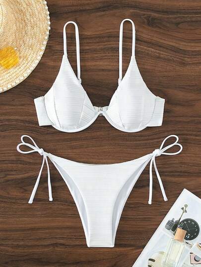 SHEIN Swim 鋼圈側繫帶比基尼泳裝